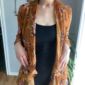 Mustard Peony Waterfall Summer Cardigan Med/Small